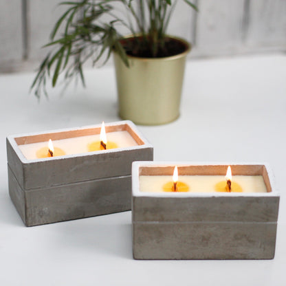 Wooden Wick Concrete Candle - Clove & Dark Sandalwood | Wellness Haven Store